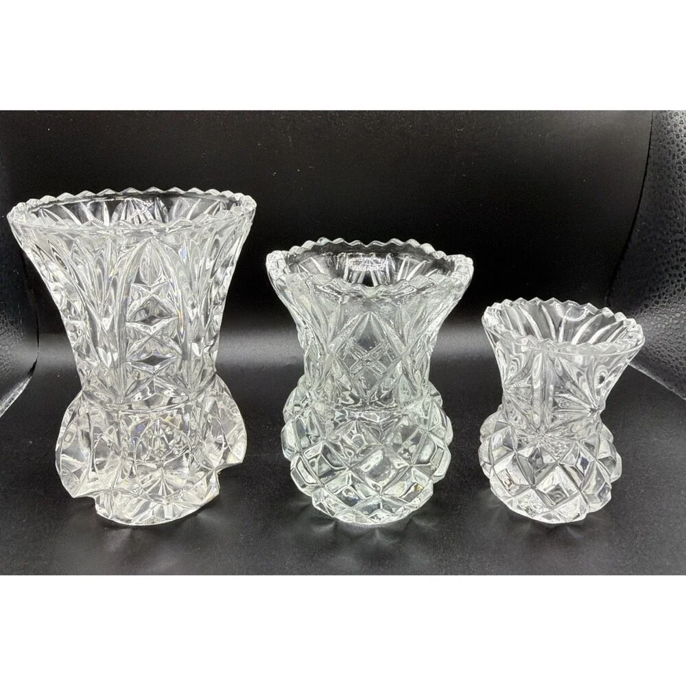 Cristal de Arques mini vase Set Of 3. Vases 4”; 3.25”; 2.5” Good Pre Owned Cond!